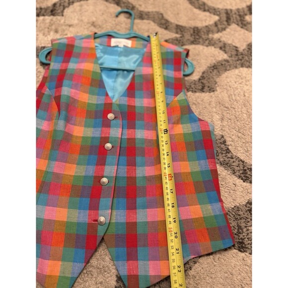 Vintage Nordstrom Trendy Colorful Plaid Vest Size 12 - Picture 10 of 11